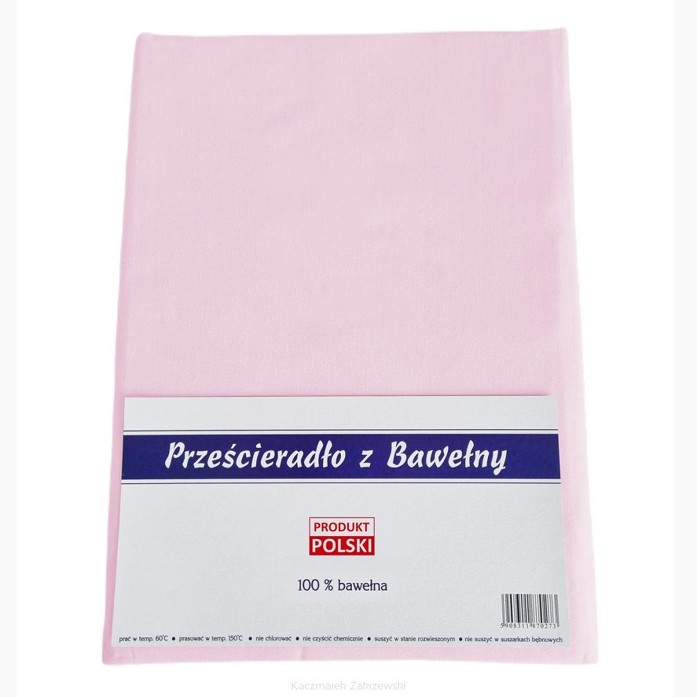 Prześcieradło bawełniane bez gumki 180x200 noris jasnoróżowe
