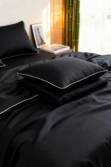 Poszewka bambusowa 50x70 czarna z białą bizą