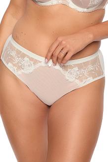 Brazyliany damskie z koronką i tiulem Aida 1284 ecru mokka