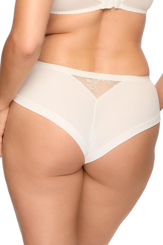 Brazyliany damskie z koronką i tiulem Aida 1284 ecru mokka