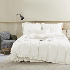 Pościel Ruffy 140x200 ecru z falbanką