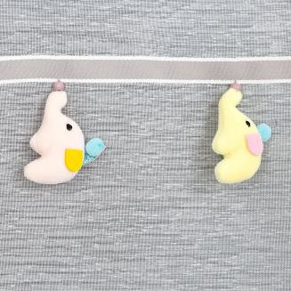 Firana gotowa na przelotkach KIDS Eurofirany kremowa ozdobiona taśmą ze słonikami