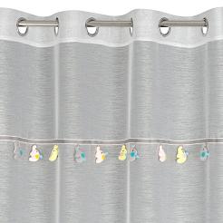 Firana gotowa na przelotkach KIDS Eurofirany kremowa ozdobiona taśmą ze słonikami