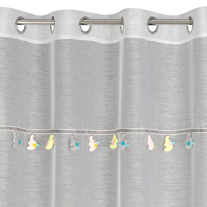 Firana gotowa na przelotkach KIDS Eurofirany kremowa z trójwymiarowymi słonikami