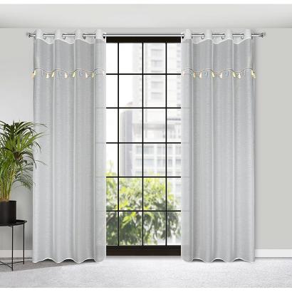 Firana gotowa na przelotkach KIDS Eurofirany kremowa z trójwymiarowymi słonikami