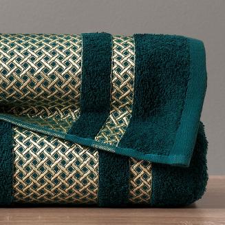 Ręcznik bawełniany LIONEL 50x90 petrolowy ze złotą bordiurą