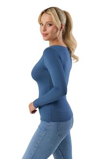 Bluzka damska z długim rękawem MANATI denim