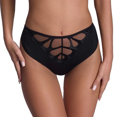 Brazyliany damskie z haftem i tiulem AV 2187 czarne