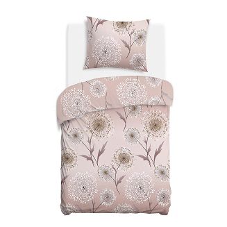 Pościel flanelowa FLANELOVE 140x200 delikatne dmuchawce na beżowym tle