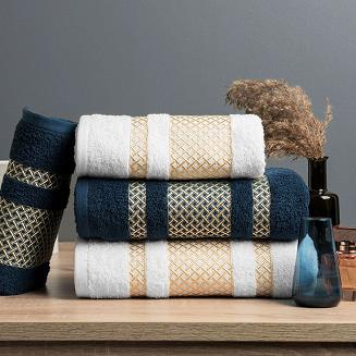 Ręcznik bawełniany LIONEL 70x140 biały ze złotą bordiurą