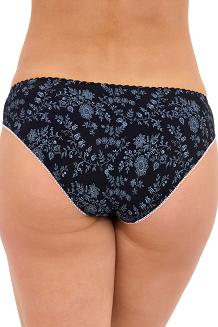 Figi damskie Dina 046 czarne w roślinnym wzorze