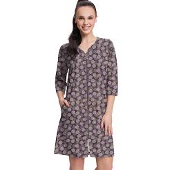 Szlafrok damski LUNA kod 390 śliwkowy kwietne rozety