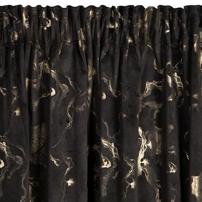 Zasłona gotowa na taśmie RAJA 140x270 Eurofirany czarna szampański błyszczący marmurek