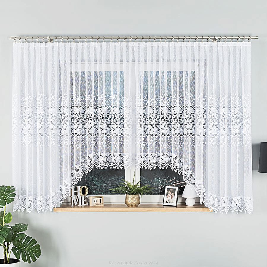 Firanka żakardowa gotowa na żabki HERNANI 600x160 biała