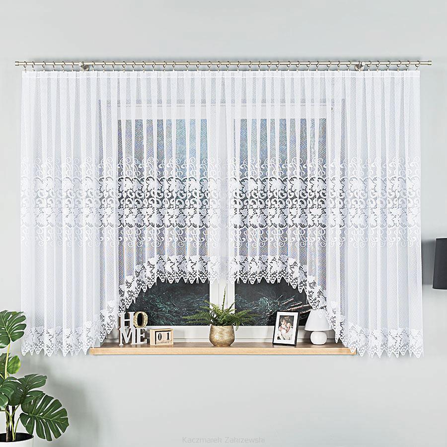 Firanka żakardowa gotowa na żabki HERNANI 600x160 biała