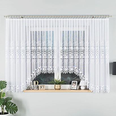 Firanka żakardowa gotowa na żabki HERNANI 600x160 biała