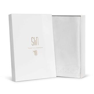 Pościel bawełniana Retro 200x220 biała z koronką Maxi