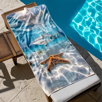 Ręcznik plażowy 100x180 rekin i rozgwiazda