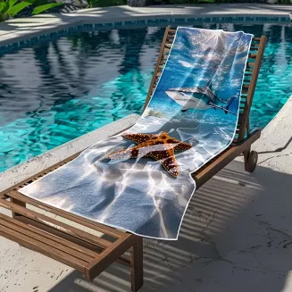 Ręcznik plażowy 100x180 rekin i rozgwiazda