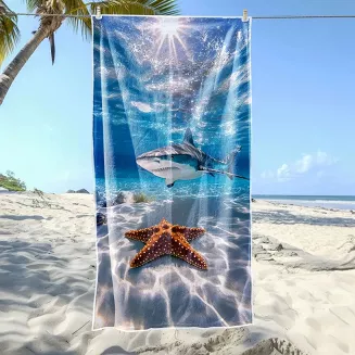 Ręcznik plażowy 100x180 rekin i rozgwiazda