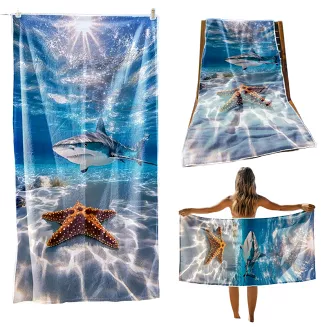 Ręcznik plażowy 100x180 rekin i rozgwiazda