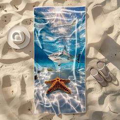 Ręcznik plażowy 100x180 rekin i rozgwiazda