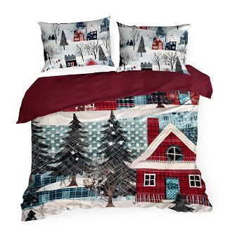 Komplet pościeli świąteczny POS 140x200 Eurofirany czerwony