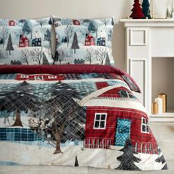 Komplet pościeli świąteczny POS 140x200 Eurofirany czerwony