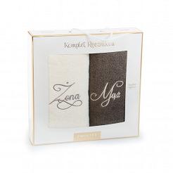 Komplet ręczników 2 szt. 70x140 Zwoltex MĄŻ-ŻONA ecru taupe