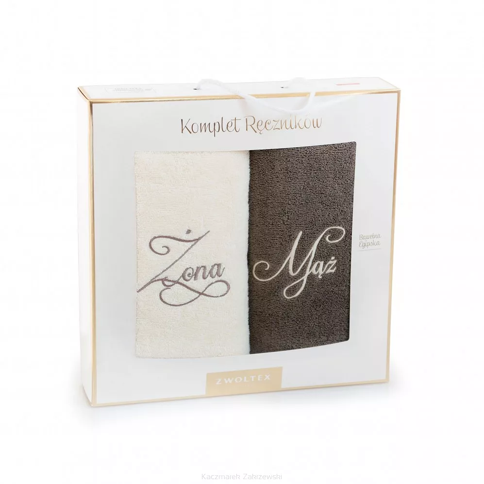 Komplet ręczników 2 szt. 70x140 Zwoltex MĄŻ-ŻONA ecru taupe