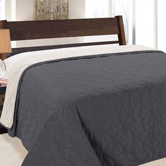 Narzuta dekoracyjna VIGO II 220x240 stalowa ciemna szara geometryczne kwiaty