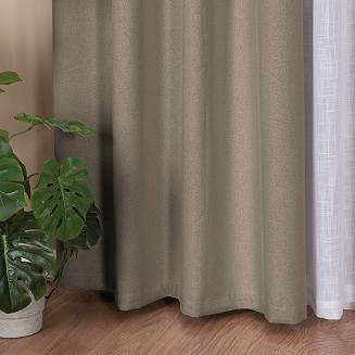 Zasłona gotowa na taśmie 140x250 SUPER BLACKOUT zaciemniająca szarobeżowa