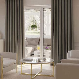 Zasłona gotowa na taśmie 140x250 SUPER BLACKOUT zaciemniająca szarobeżowa