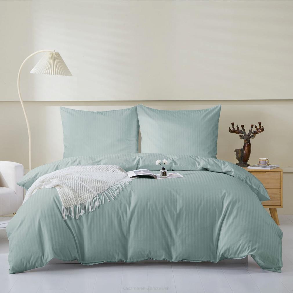 Komplet pościeli adamaszek satyna bawełniana 140x200 szałwiowa