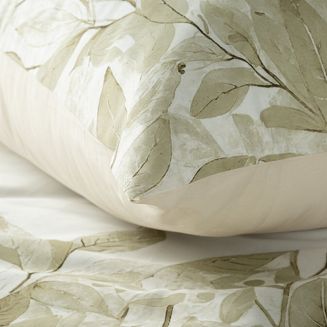 Pościel satynowa SPRING 160x200 Eurofirany biała beżowa gałązki liście