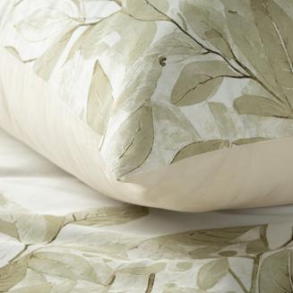 Pościel satynowa SPRING 160x200 Eurofirany biała beżowa gałązki liście