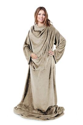 Koc z rękawami z miękkiego polaru TV 150x180 Eurofirany beżowy