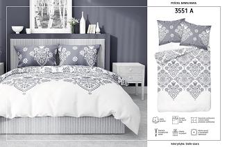 Pościel bawełniana 200x220 Detexpol szare kwiaty i serca