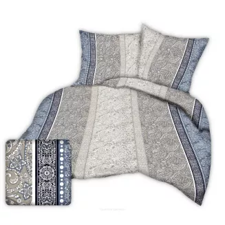 Pościel z kory 200x220 granatowa biała beżowa paisley ornamenty