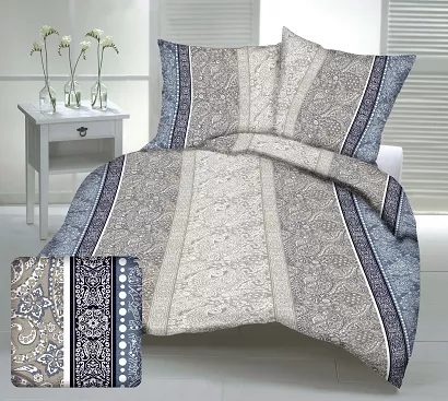 Pościel z kory 200x220 granatowa biała beżowa paisley ornamenty