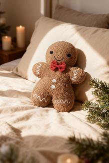 Poduszka dekoracyjna świąteczna z bukli 39x27 Piernikowy Ciastek