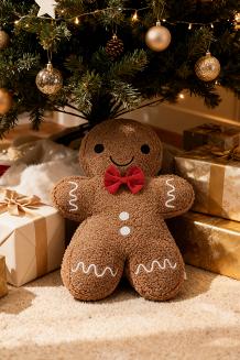 Poduszka dekoracyjna świąteczna z bukli 39x27 Piernikowy Ciastek