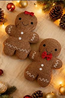 Poduszka dekoracyjna świąteczna z bukli 39x27 Piernikowy Ciastek