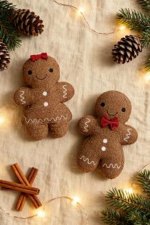 Poduszka dekoracyjna świąteczna z bukli 39x27 Piernikowy Ciastek