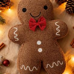 Poduszka dekoracyjna świąteczna z bukli 39x27 Piernikowy Ciastek