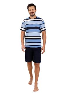 Piżama męska REGINA kod 501 niebieska granatowa w paski