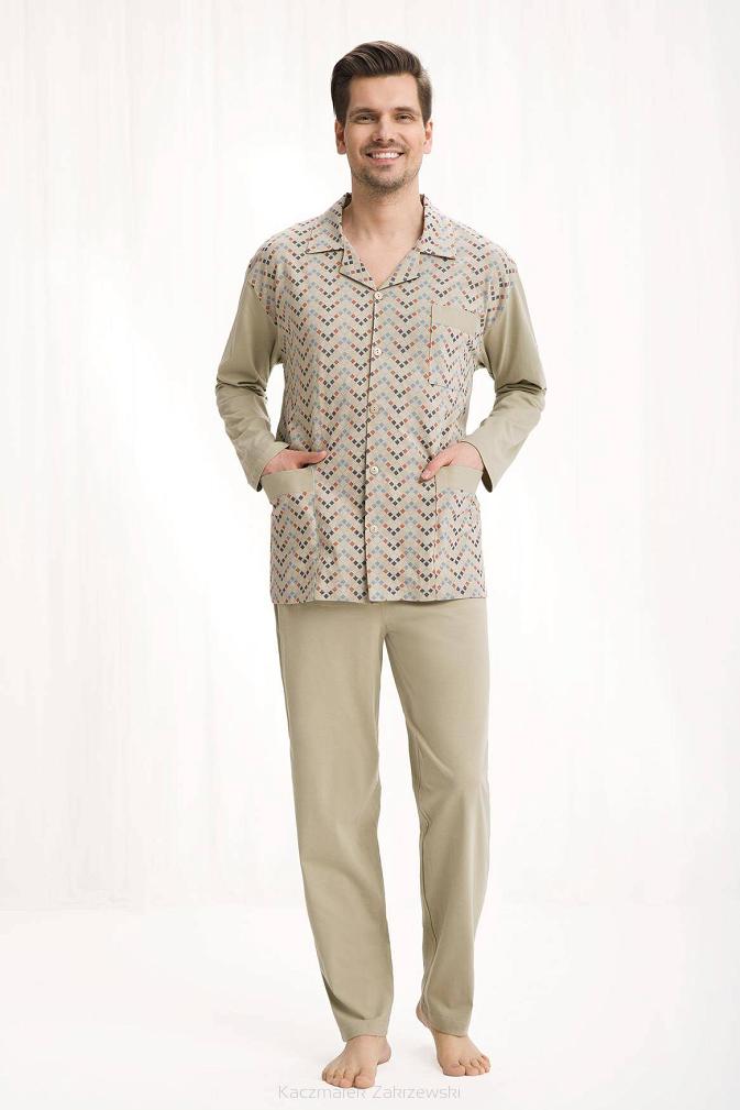 Piżama męska LUNA kod 797 rozpinana beżowy