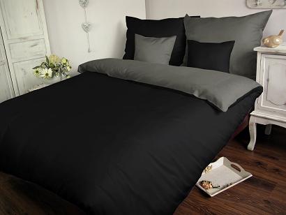 Pościel satyna bawełniana 160x200 SOFIA czarna szara