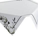 Obrus dekoracyjny NATU-4 85x85 Eurofirany biały w zielone kwiaty