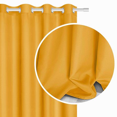 Zasłona gotowa na przelotkach VIVA 140x250 musztardowa